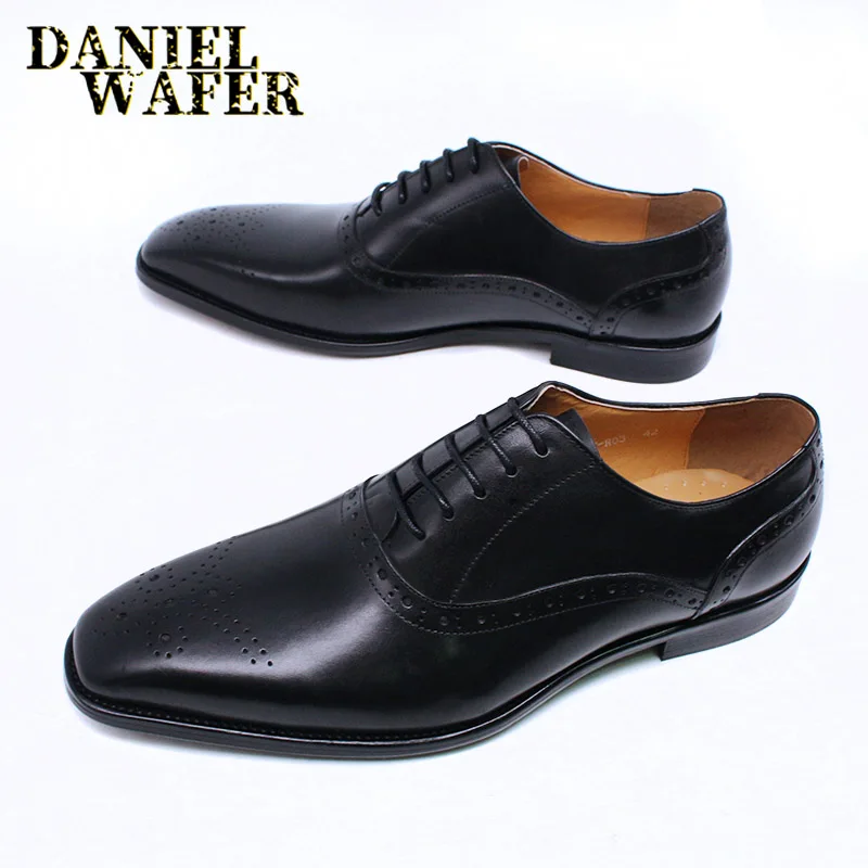 Herren-Oxford-Schuhe aus echtem Leder in Braun und Schwarz, hochwertige Business-Anzug-Hochzeitsschuhe mit Schlangenmuster und Schnürung – Detail 6