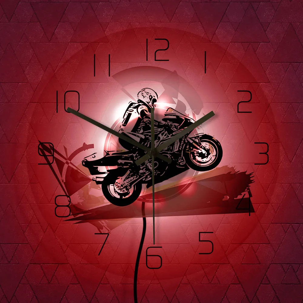 

Extreme Sports Motorcross Wall Hanging Acrylic LED Wall Watch Racing Motobike Silent Wall Lighted Clock Motorcross Riders Gift