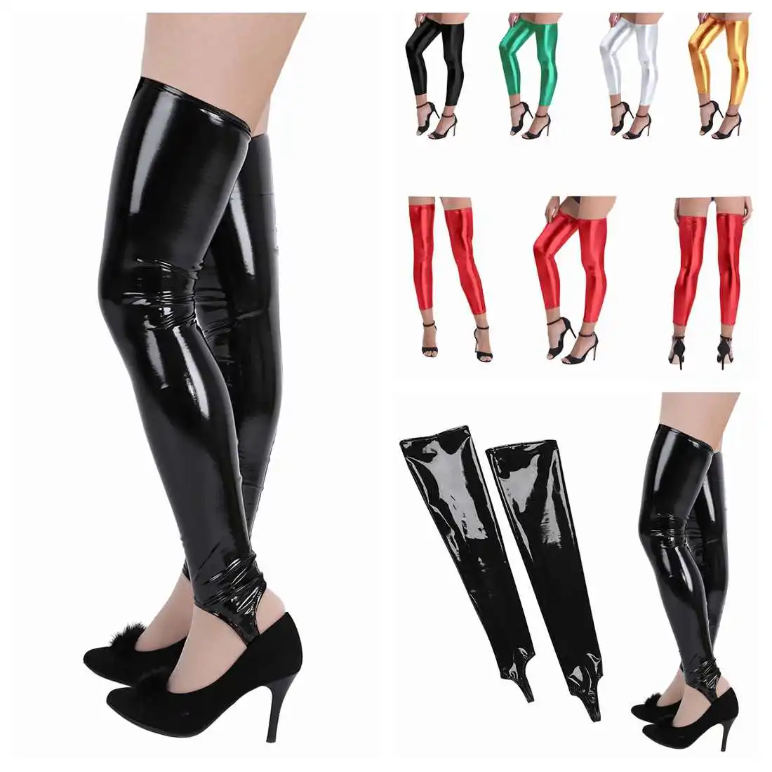 Fashion Women Tights Stockings Sexy Wetlook Shiny Stocking Clubwear Stretchy Footless Thigh-high Costumes Sexy Tights Stockings