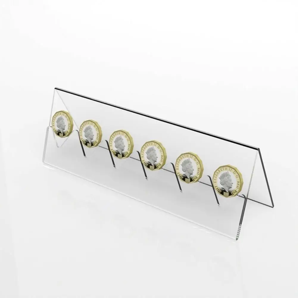 6-Slot Clear Acrylic Commemorative Coin Display Rack Holder Stand for Collector