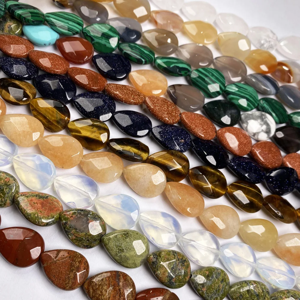 Natural Stone Water drop shape Faceted crystal Semifinished Loose beads For jewelry making DIY Necklace Bracelet Accessories