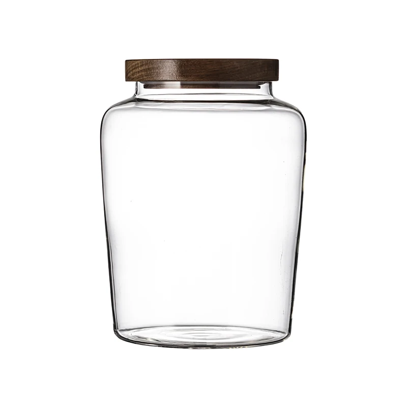 1500/2500ml Large Capacity Glass Sealed Jar Lid Sealed Storage Wood Cover Coffee Bean Storage Jar Organizer Kitchen Containers