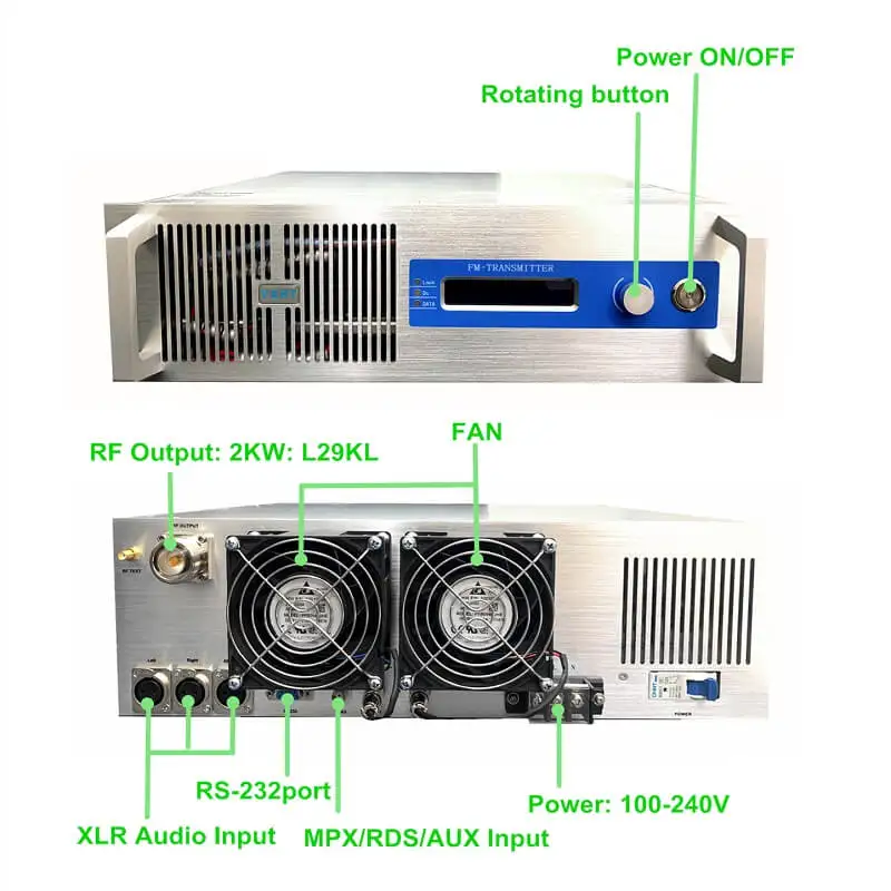 2000W FM Broadcast Transmitter, 2KW Stereo Radio Station Broadcast Equipment