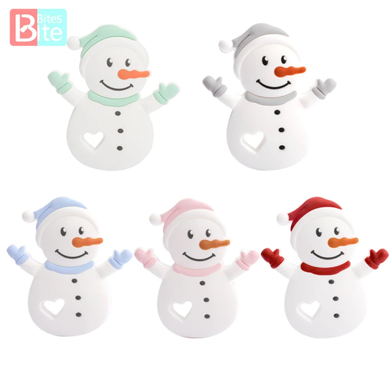 

10PCS/5PCS Silicone Baby Teether Cartoon Snowman Food Grade Silicone Baby oral care Necklace Accessories For Baby BPA Free
