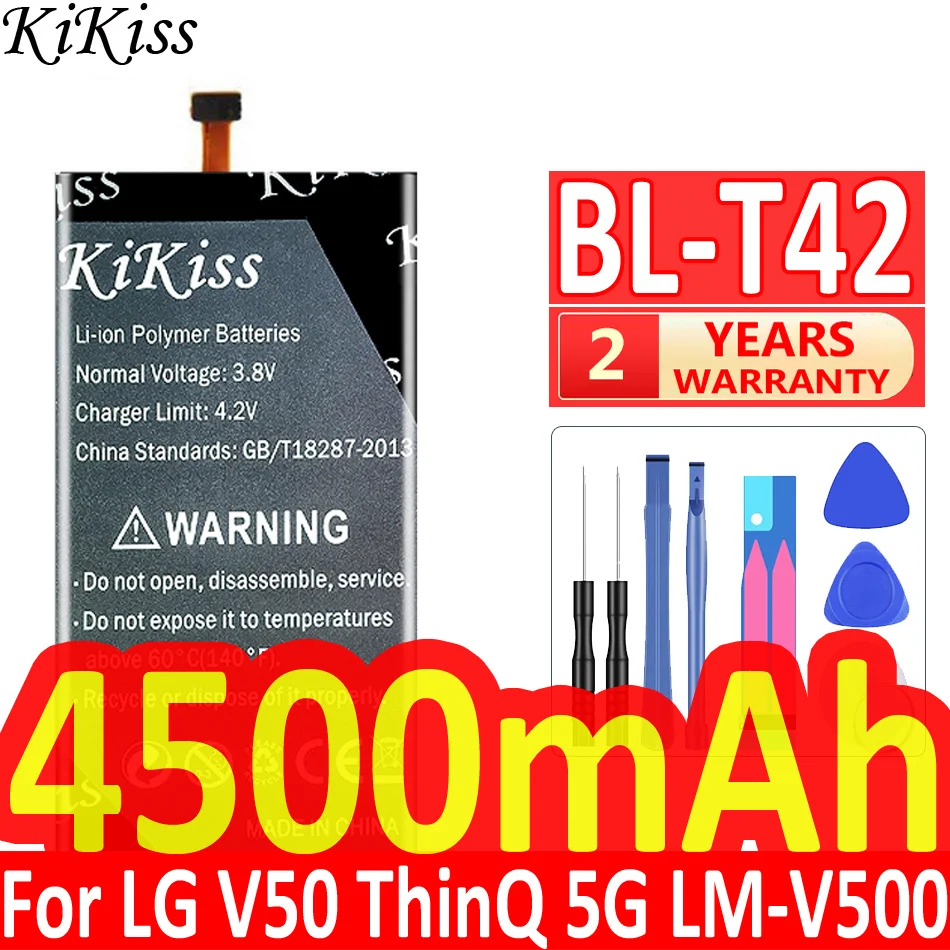 

4500mAh KiKiss Powerful Battery BL-T42 For LG V50 ThinQ 5G V50ThinQ BL T42 LM-V500 V500N V500EM V500xm Mobile Phone Bateria