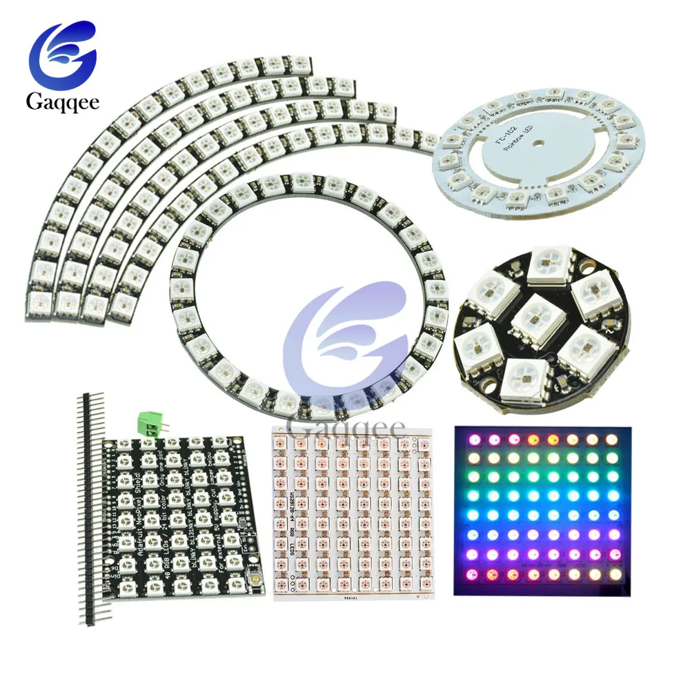 12 16 24 40 60 64 Bit WS2812 module 5050 RGB LED full-color built-in driving LED Ring Light with Integrated Drivers for Arduino