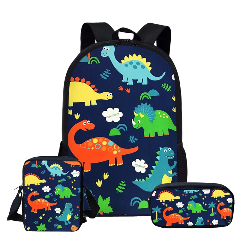 

Cartoon Dinosaur 3D Print School Bags For Girls Kids School Backpack 3pcs/set Children Schoolbags Orthopedic Girl Backpacks