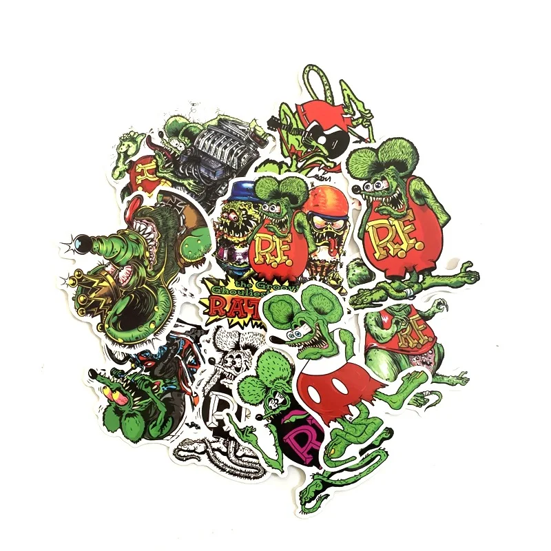 10Pcs Rat Fink Stickers For Snowboard Laptop Luggage Car Fridge DIY Styling Vinyl Home Decor Pegatina