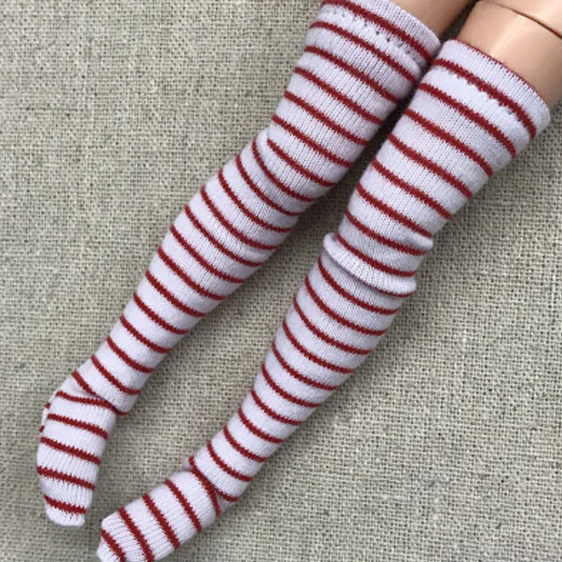 1pair Striped Stockings for Barbie Doll Thigh High Stockings For Blythe 1:6 Doll Long Sock For Momoko 1/6 Doll Accessories Kids