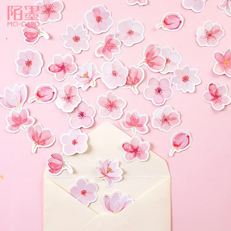 45 Pcs Sakura Scrapbook Stickers Mini Size Cherry Blossom Diy Decoration Stickers For Scrapbooking Notebooks Laptop Travel Case