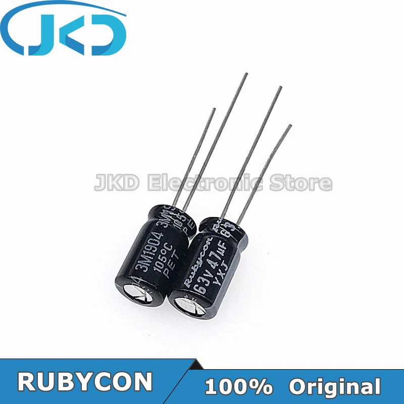 20pcs RUBYCON 47UF 63V 6.3*11mm 47UF63V 63V47UF 6.3x11mm Aluminum Electrolytic Capacitor 100% Original