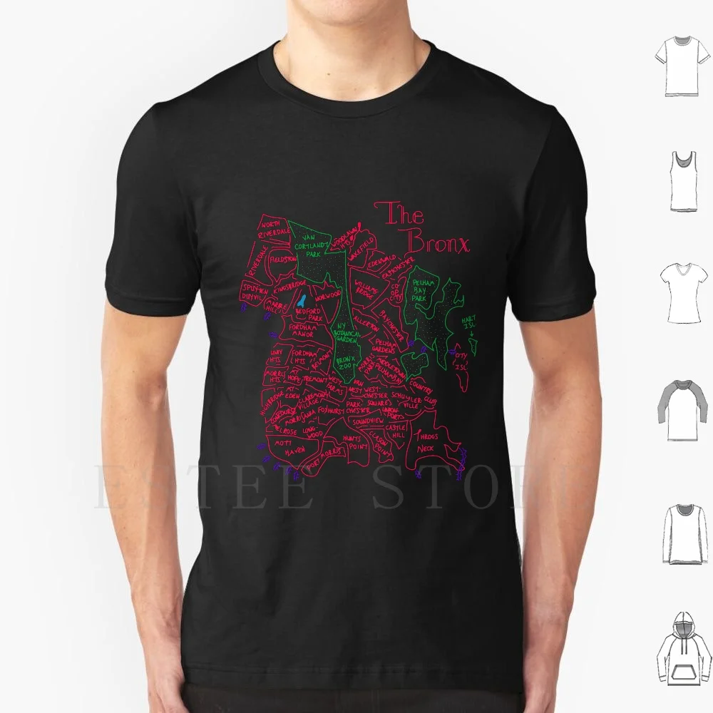 Camiseta The Bronx con estampado de algodón, mapa de los países de Nueva York, mapa de palabras Borough Doodle, Pelham Bay Morris Marble Hill Throgs