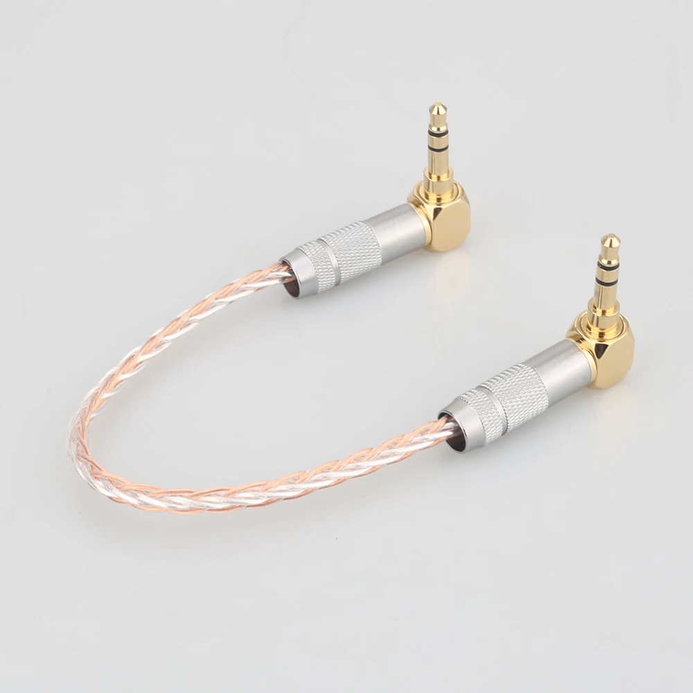 

HIFI AUX Cable 8Cores OCC 3.5mm Male to Male Stereo AUX Cable 3.5 Right Angled for Headphone amplifier audio cable