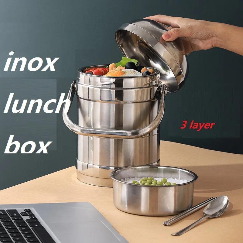 Lunch Bowl box Insulated lunchbox 3 layers bento box of new heat preservation pot specials Inox