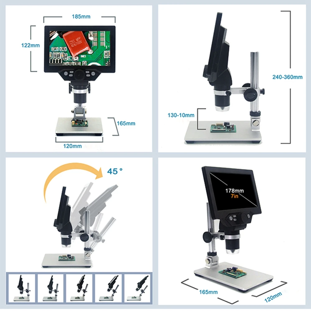 BEBANG Microscope Numérique LCD 7 1200x Pour Adultes - Loupe à Pièces 3024P, 12MP Avec Vue PC, Compatible MacOS Windows, Carte SD 32GB (Blanc