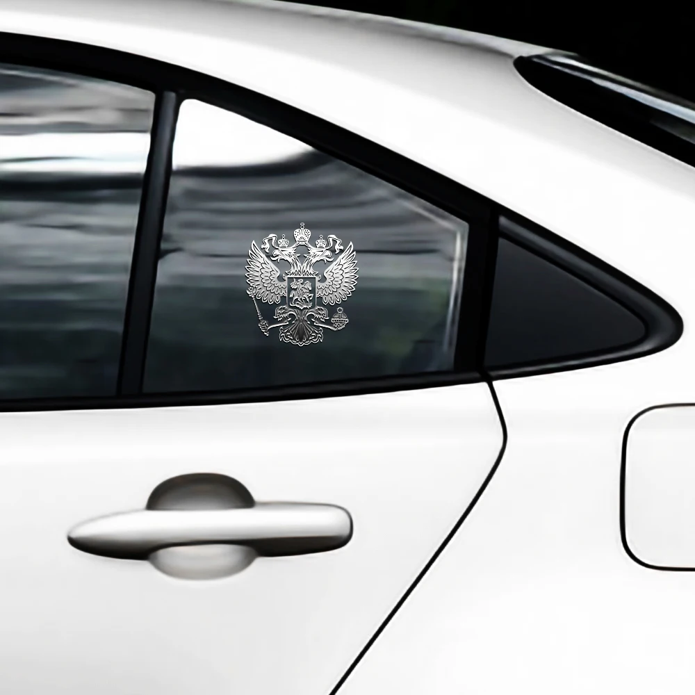 3D Nickel Metal Coat of Arms of Russia Car Window Body Sticker Russian Federation Eagle Badge Automobile Motorcycle Laptop Decal