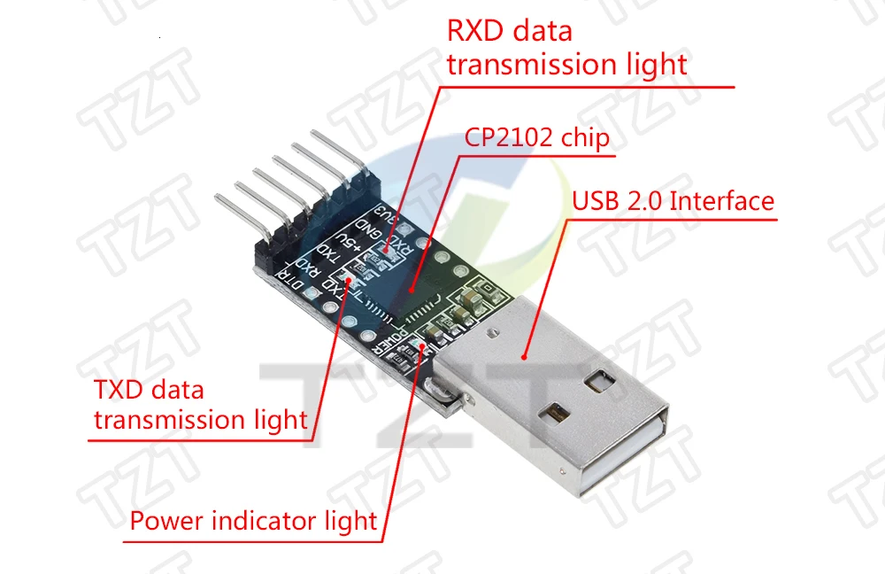 Cp2102 usb 2,0 to uart ttl 5pin stecker modul serieller konverter stc ersetzen ft232 ch340 pl2303 cp2102 micro usb für arduino – Detail 6