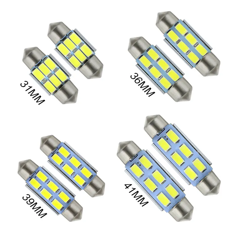 Luz LED de placa de matrícula para VW Bora Caddy Golf III V Jetta, 39mm, c5w, Samsung 6-SMD, sin errores, blanco y azul, 2 uds.