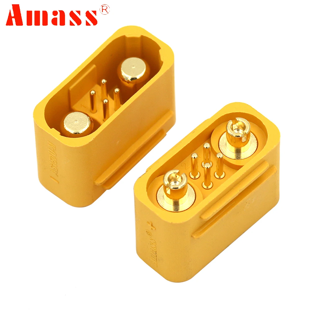 1Pcs Amass AS150UPB-M ชายปลั๊ก DC50V 70A-140A ทองเหลืองชุบทองขั้วต่อสัญญาณ Pin สูงสำหรับ RC Lipo มอเตอร์ ESC