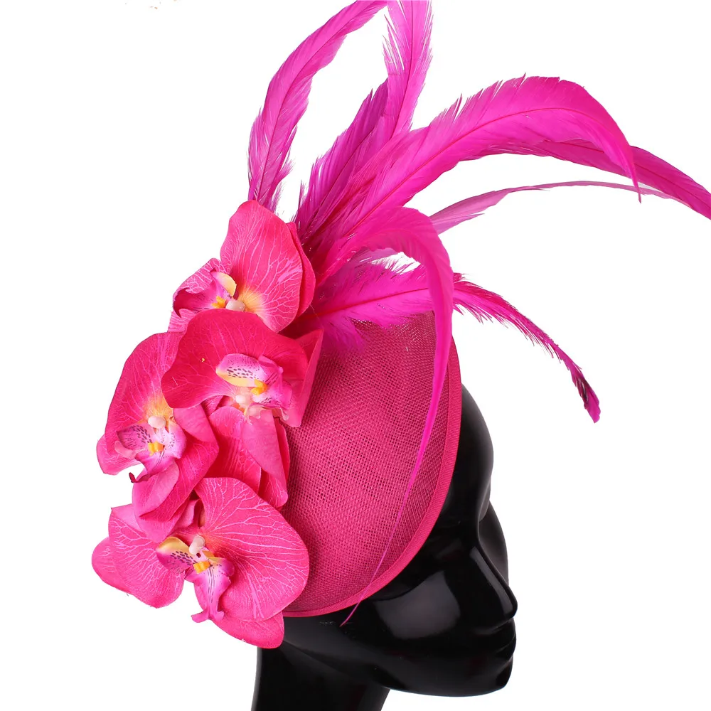 

Elegant Womens Fascinators Yellow Derby Millinery Flower For Lady Sinamay Church Hats Big Brim Fedoras Wedding Party Dress Hat