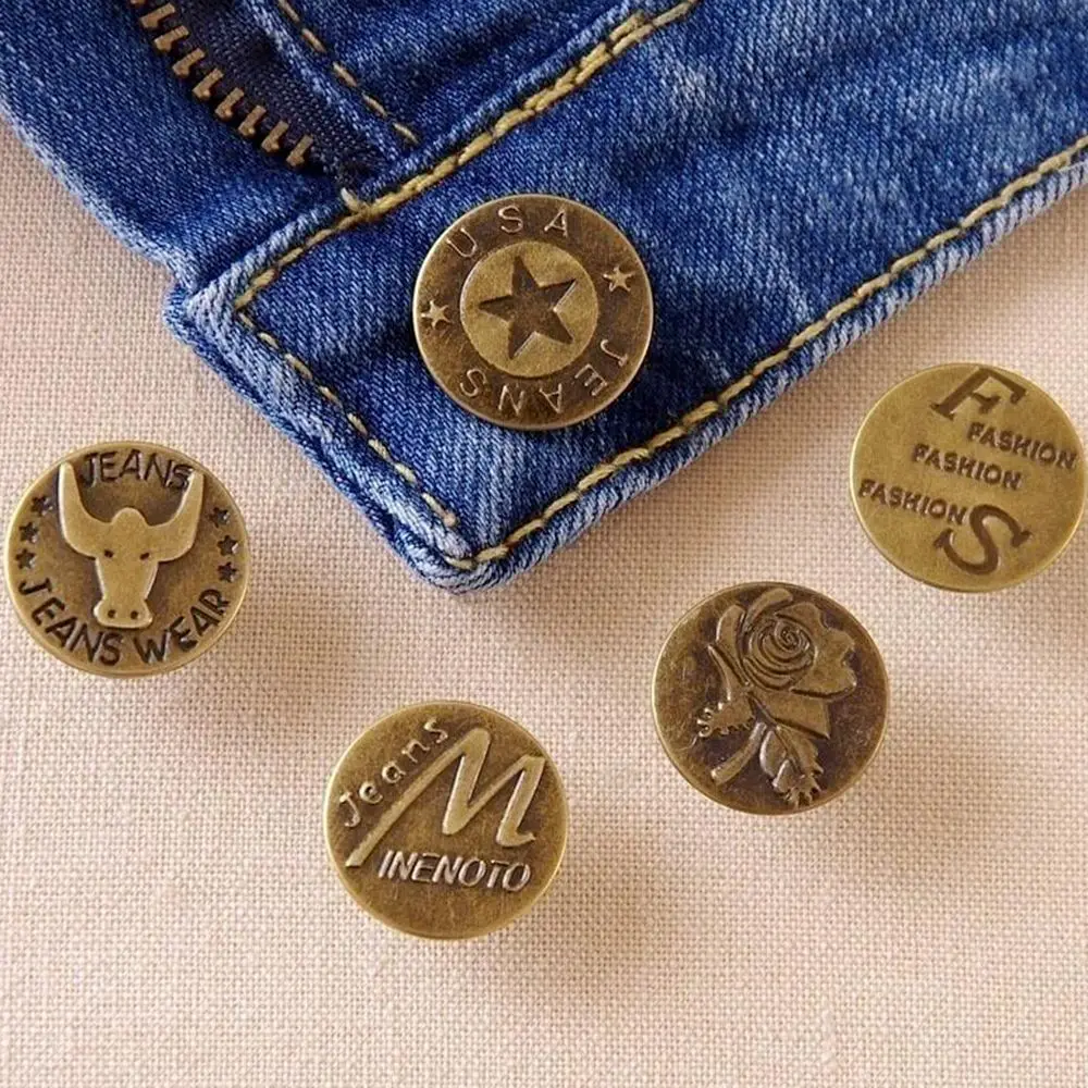 10PCS Jean Buttons 20MM Metal Button For Jeans Mixed No Sewing Metal Button Repair Kit Removable DIY Clothing Replacement Access