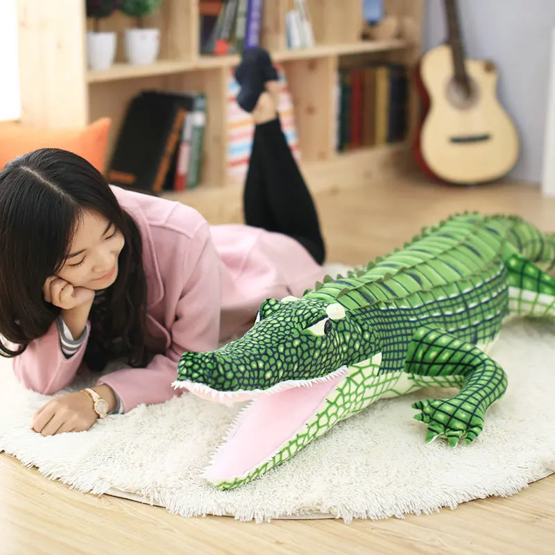 105/195cm Stuffed Animal Real Life Alligator Plush Toy Simulation Crocodile Dolls Kawaii Ceative Pillow Xmas Gifts