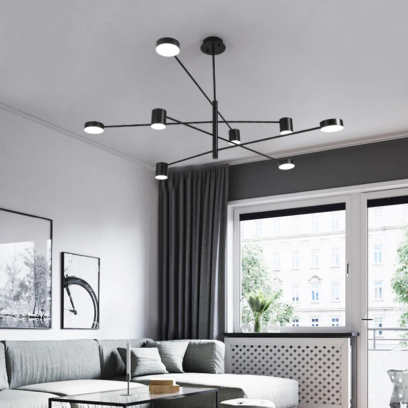 

Nordic Black Chandelier Lighting Modern minimal Light Fixture bedroom living room chandeliers vintage home decoration luces led