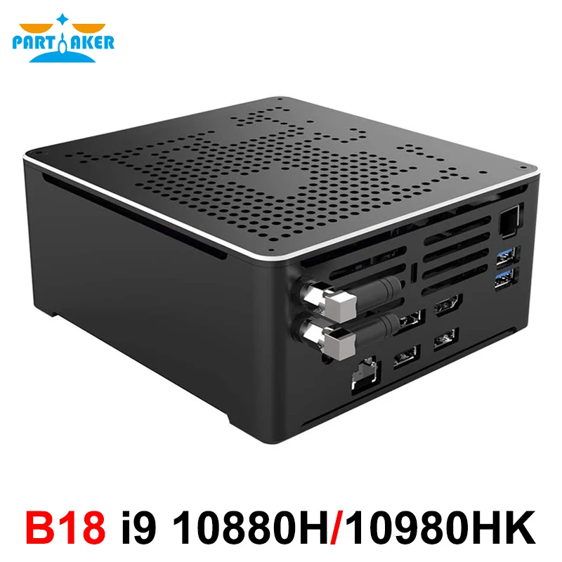 Newest Mini PC Intel I9-10880H I7-8750H 2*DDR4 2*M.2 PCIE+1*2.5''SATA Graphics 630 Gaming Silence PC HDMI DP AC WiFi BT