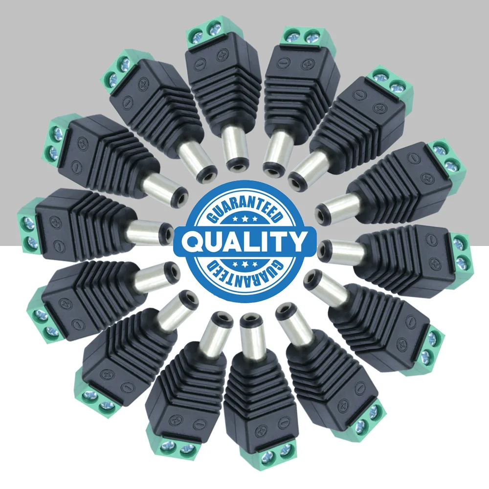 10pcs Cameras 2.1mm x 5.5mm Female Male DC Power Plug Adapter Female Jack Adapter Connector Male Plug Socket green 5.5x2.5mm DC