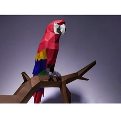 3D Macaw Wall Paper Craft Animal Origami DIY Low Poly Parrot Home Wall Deocr Bird Paper Model Handmade Toys Gifts Party Props