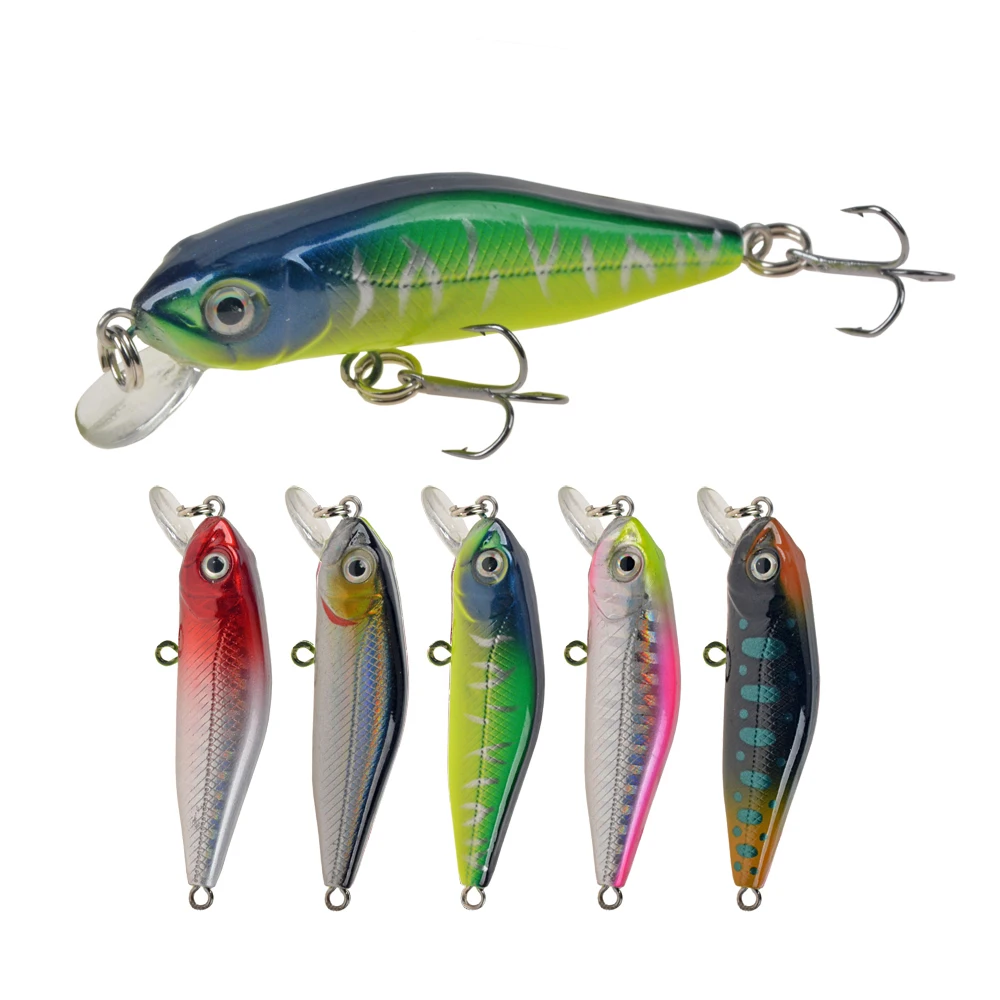 6cm/4.5g Small Minnow Floating Bait Hard Crankbait Fishing Lure Noisy Wobbler 8# Hooks Artificial Fish Tackle Pesca