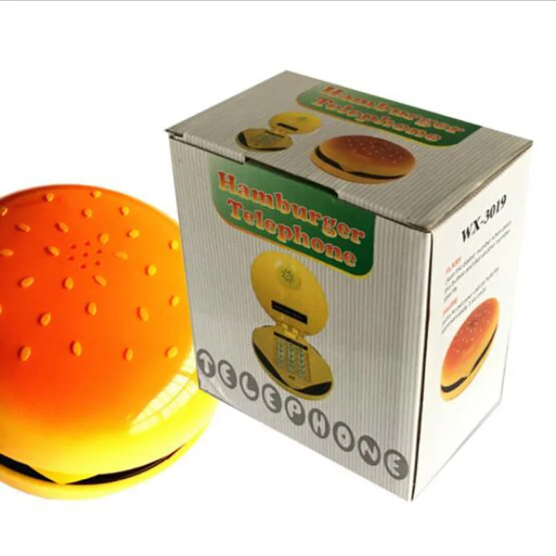 Funny Gadgets Emulational Hamburger Telephone Wire Landline Phone Cheeseburger Phone for Display Home office Hotel Decoration