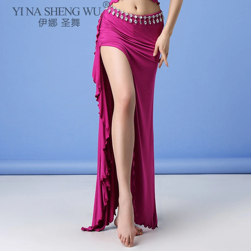 Belly Dance Sexy Skirt Sides Slits Skirts Women Oriental Belly Dance Skirt Female Dance Clothes Long Design Practice Clothes