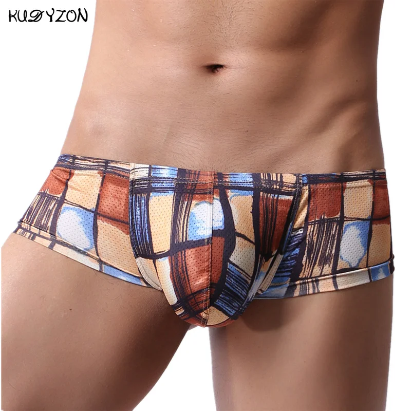 KUDYZON Men Boxer Sexy Men Underwear Print Breathable Boxershorts U Pouch Bikini Shorts Gay Underwear Hombre Calzoncillos Slip