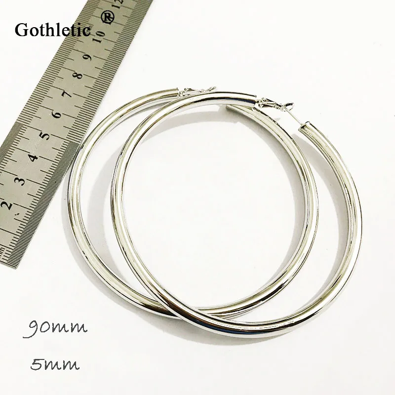 Big Hoop Earrings for Women 5MM Thick Copper Tube Minimalist Round Circle Earrings 70/80/90MM Gold-color Hoops Fashion Jewelry