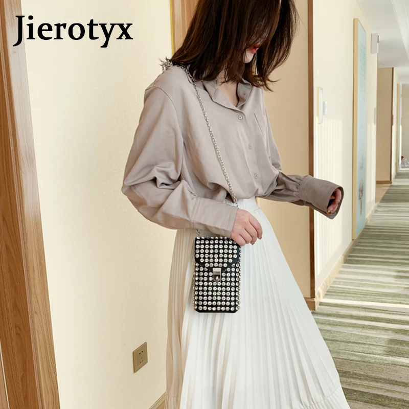 JIEROTYX Luxury Full Rhinestone Women Phone Waist Bags Detachable PU Leather Waist Belt Shoe chain Crossbody Shoulder Bag Pack