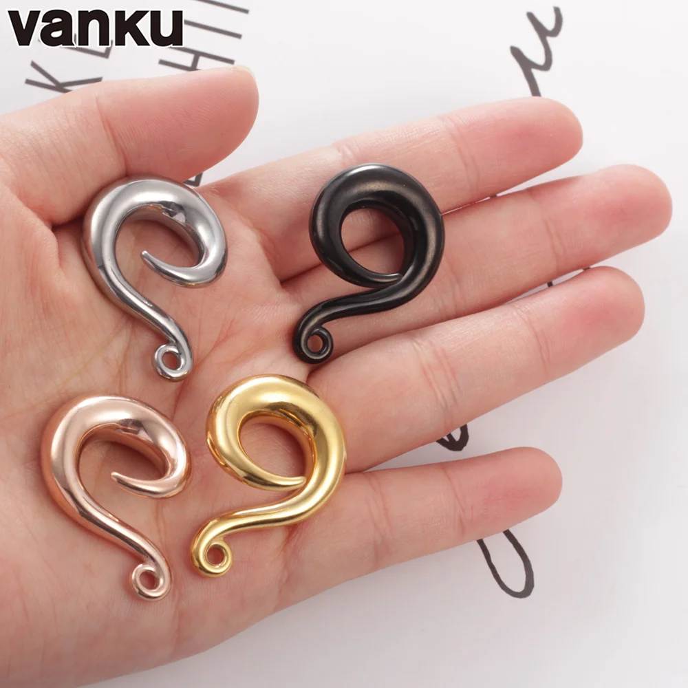 Vanku 2pcs Stainless Steel DIY Ear Weight Hooks Dangle Earring Ear Plug Tunnels Expander Stretchers Piercing Body Jewelry