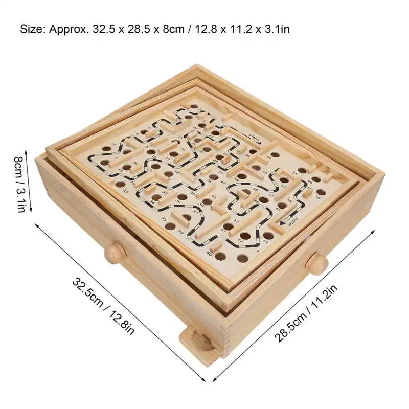 Maze Game Toy Wooden Ball Game Maze Educational Labyrinth Puzzle Toy for Dementia Adults Kids