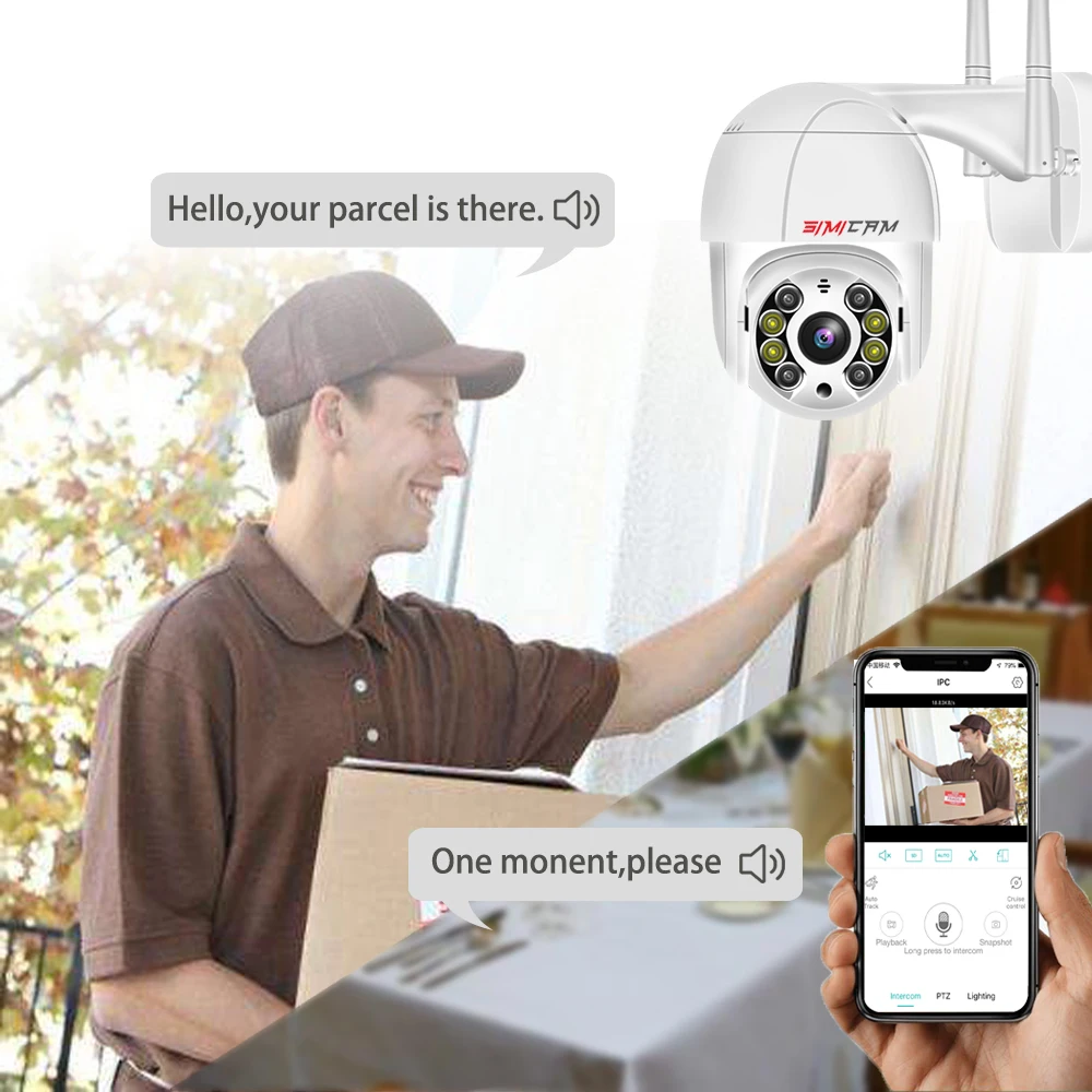 SIMICAM 4K PTZ IP WIFI Sicherheit Kamera Farbe Nachtsicht Mit Zwei Weg Audio Smart 2MP 5MP 8MP Wireless IP CCTV Pan Tilt 4XZoom