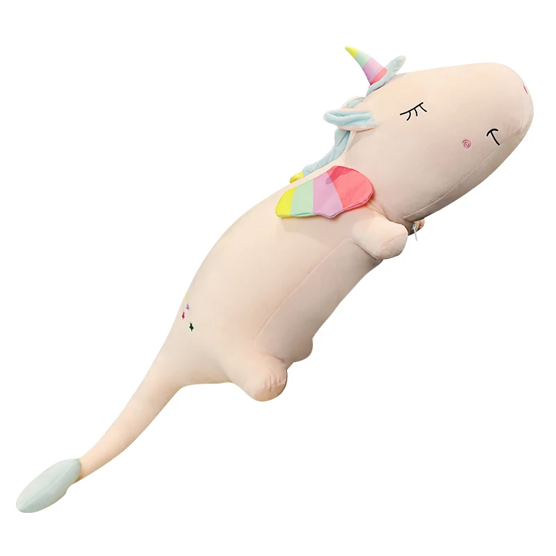 100cm/125cm/140cm Cartoon Long Plush Toy Squishy Sleeping Pillow Sofa Cushion Stuffed Unicorn Doll Christmas Holiday Gifts