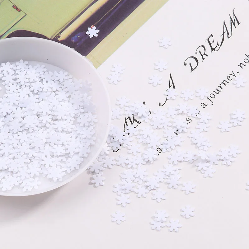 1200pcs White 5mm Snowflakes loose Sequins Christmas Gift Glitter Paillettes for Nail Art manicure/wedding decoration confetti