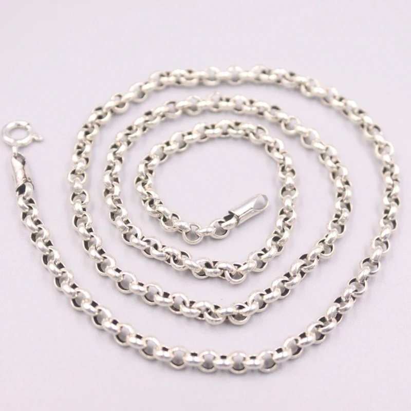 

New Fine Pure S925 Sterling Silver Chain Women Men 3.5mm Cable Link Necklace 45cm 18inch