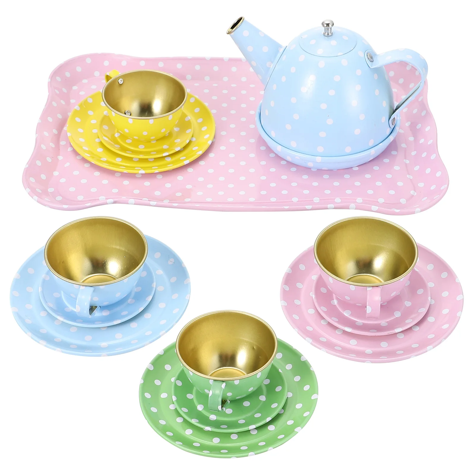 

1 Set/15pcs House Decorations Accessories Mini Tea Ware Simulation Kitchen Children Toy Tea Kit Tinplate Tableware