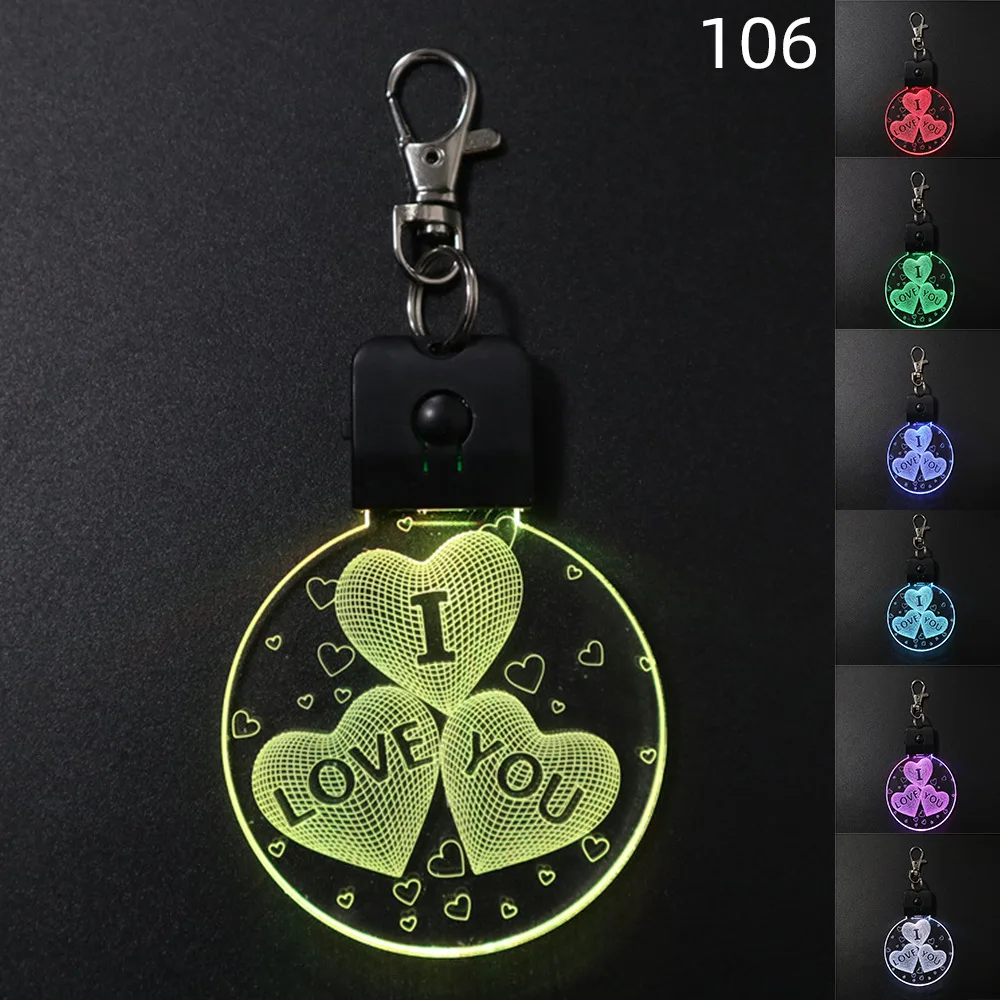 Creative customized luminous acrylic key chain LED colorful color changing acrylic key chain