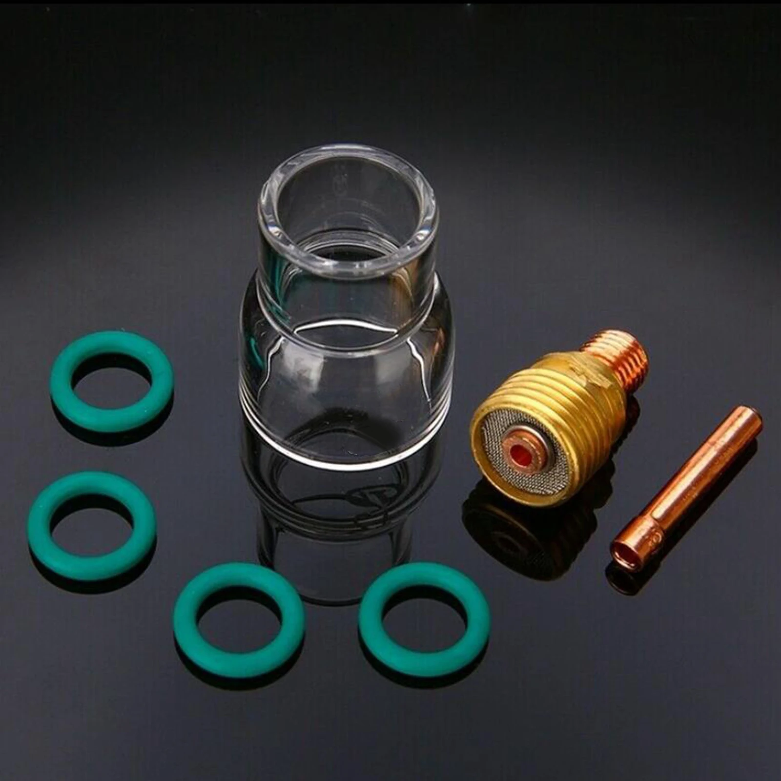 7pcs/Set Torch TIG Welding Collets Body Gas Lens Assorted 12 Glass Cup Kit for WP-17 WP-18 WP-26 Air Cooled Welding Torches