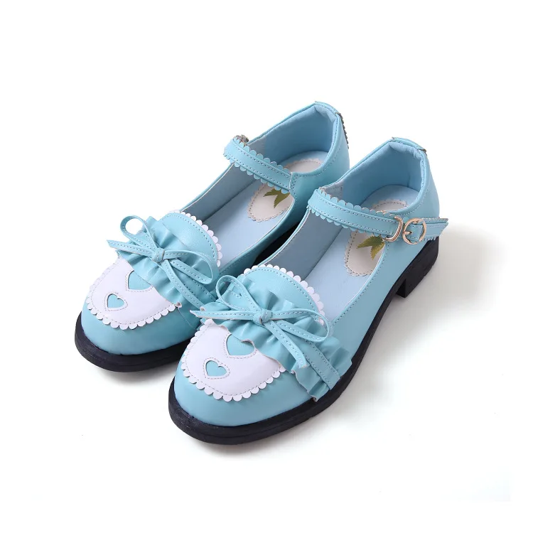 Giapponese Dolce Scarpe Lolita Scarpe Vintage a Testa Tonda Comode Scarpe Donna Carino Lace Ruffle Bowknot Kawaii Pattini Della Principessa Loli Cos