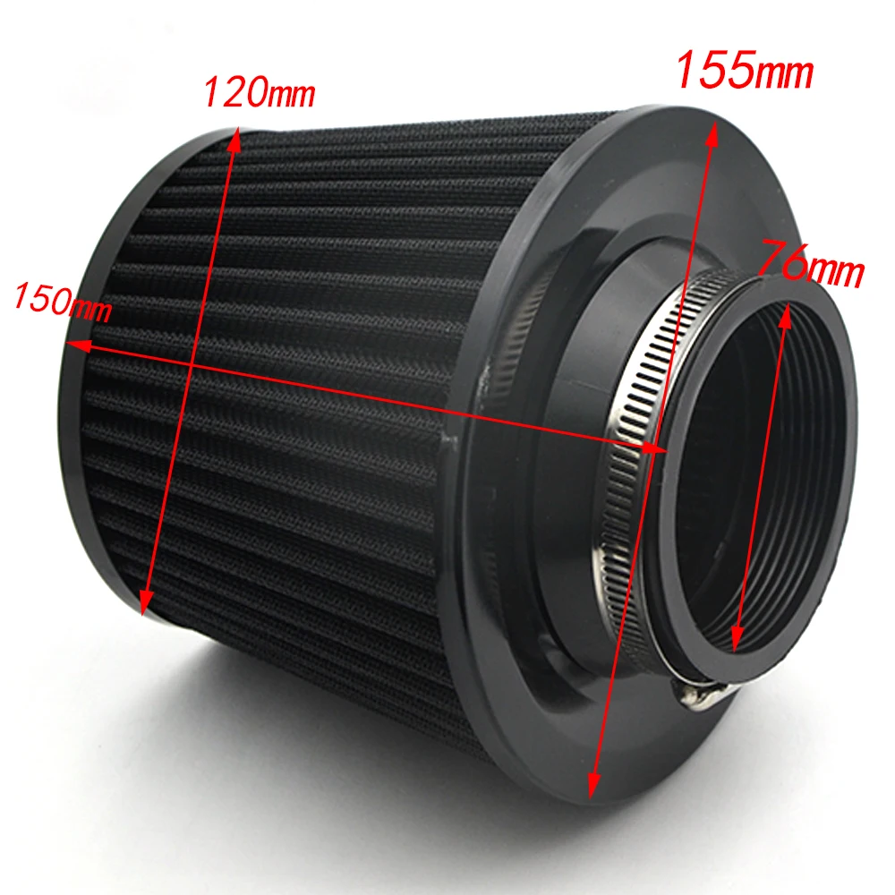 Universal Car Air Filters 76mm for Supercharger High Flow Cold Intake Filter Induction Kit Sport Power Mesh Cone