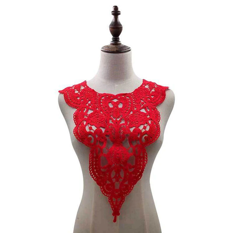 High Quality White Lace  Embroidered Applique Water-soluble lace collar Openwork embroidered fake collar DIY lace accessories