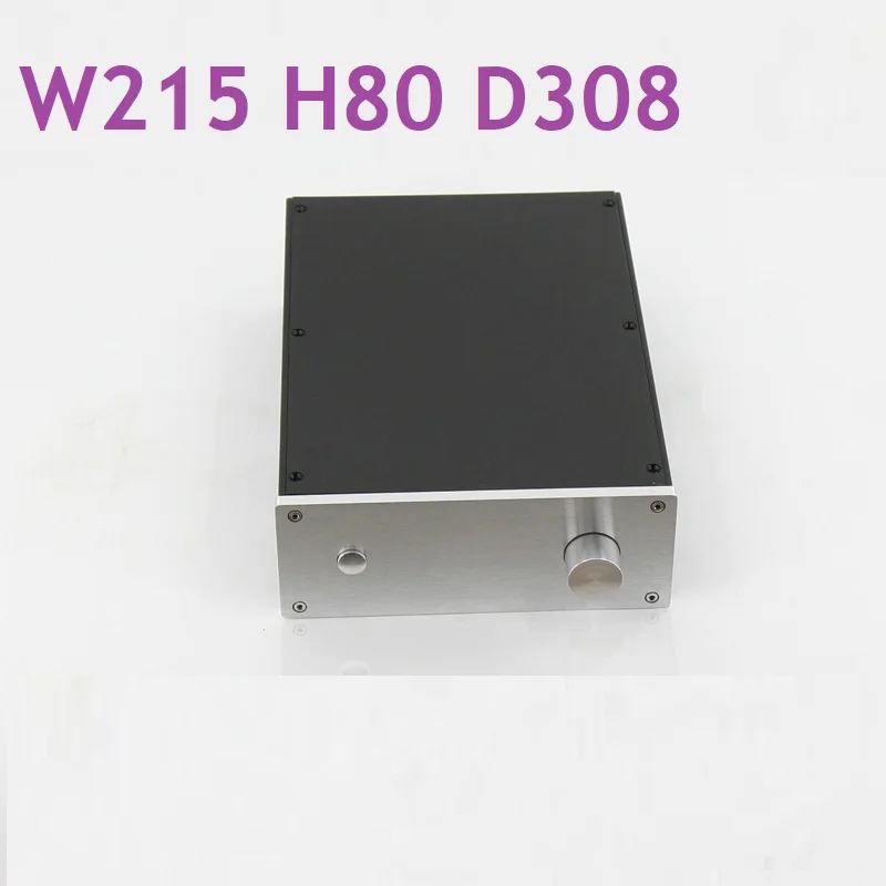 

W215 H80 D308 Knob Anodized Aluminum Power Amplifier Supply Chassis Preamp Shell Enclosure DIY Box DAC Decoder Case Headphone