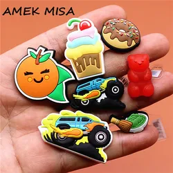 3D Rot Bär PVC Schuh Charms Zubehör Eis Schokolade Donut Racing Schuh Schnalle Dekorationen fit Kinder X-mas party Geschenke U262